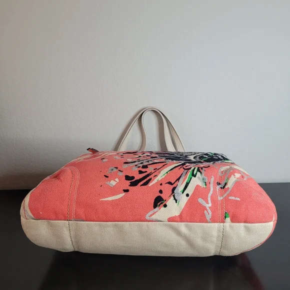 Coach Poppy Signature Coral Ivory Canvas Sequin Glam Shoulder Bag - Picture 10 of 16